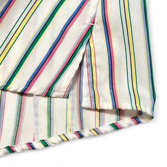 Taylor Gold Label Button Up Shirt Size 10 V Neck Top Colorful Striped 3/4 Sleeve - Picture 10 of 13